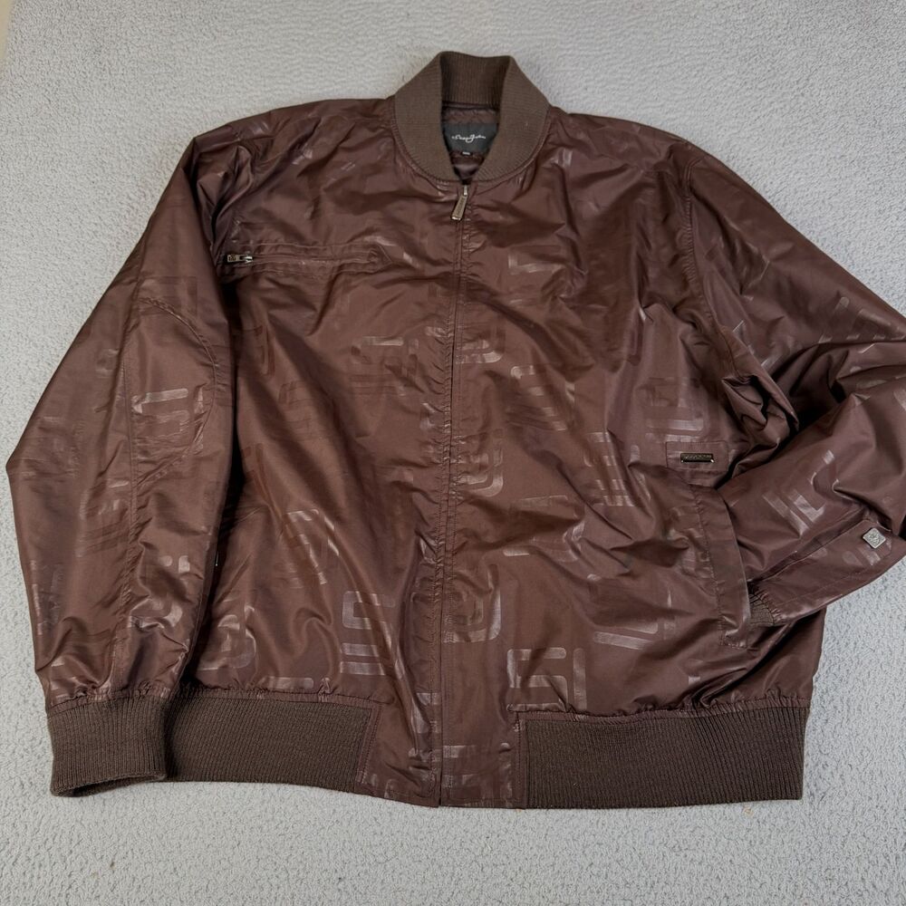 VINTAGE SEAN JOHN Jacket 3XL Brown Bomber Full Zip Coat Y2K Streetwear Graphic